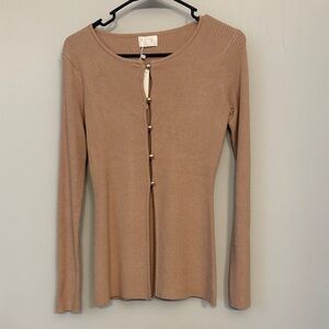 NWT Tan Ribbed Button-Down Shirt